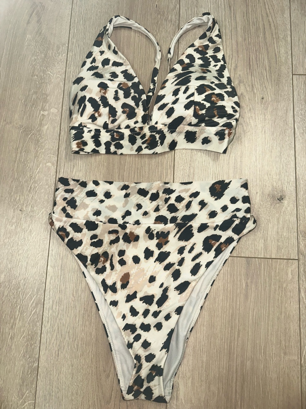 aerie Leopard-Print Bikini Bottoms in Black, Brown & Cream